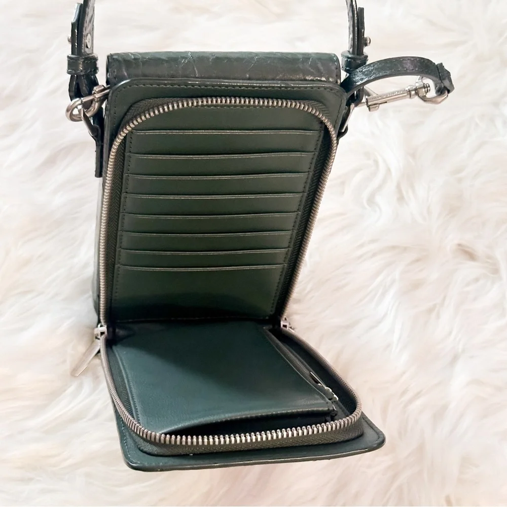 Rare Find Charles & Keith Wrinkled Effect Green Wallet Crossbody Bag - Picture 9 of 10